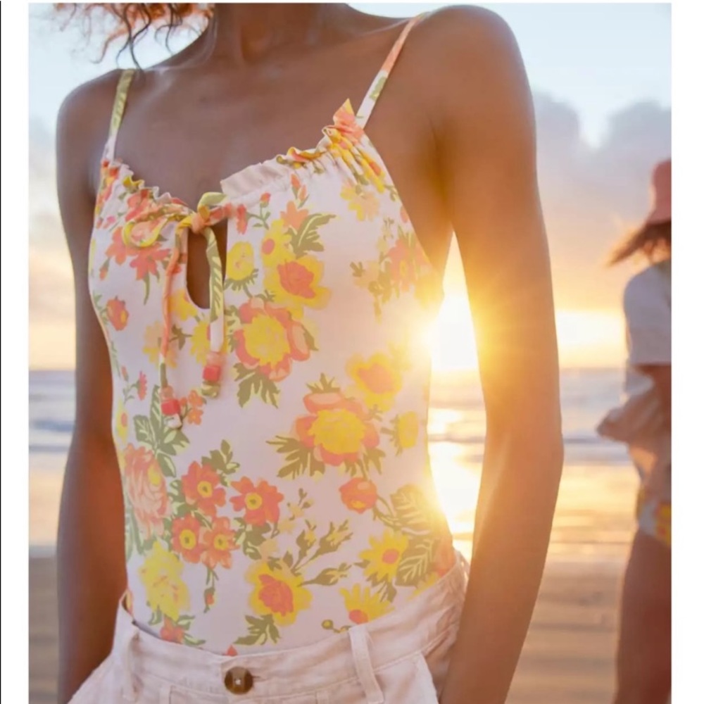 Aerie floral one piece bathing suit